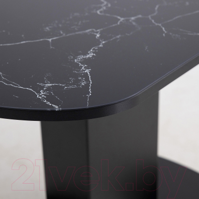 Обеденный стол Аврора Корсика стекло 120-151.5x80 (мрамор черный 9/черный)
