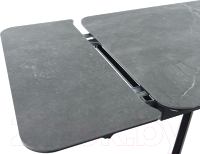 Обеденный стол Аврора Леон 120-184x80 (камень серый/черный)