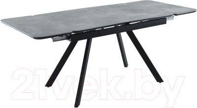 Обеденный стол Аврора Леон 120-184x80 (камень серый/черный)