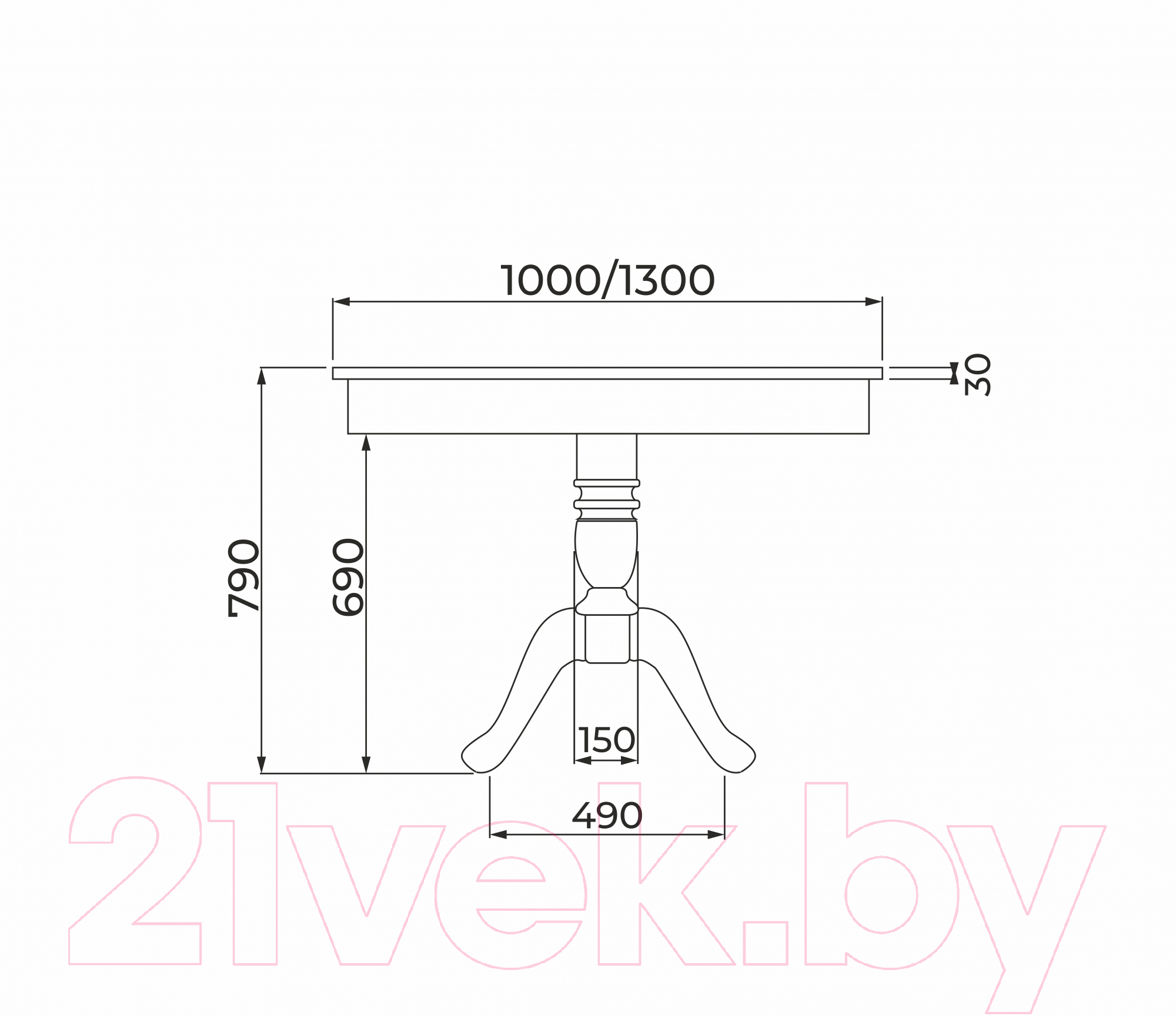 Обеденный стол Аврора Леонардо 1 D100-130x100