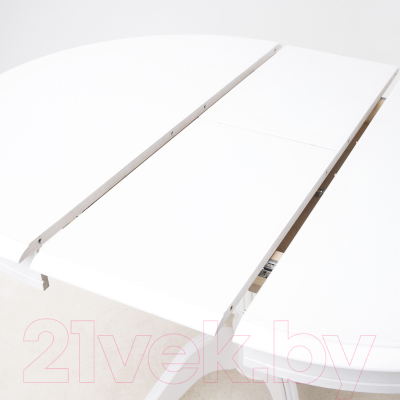 Обеденный стол Аврора Леонардо 1 D100-130x100 (белый/белый)