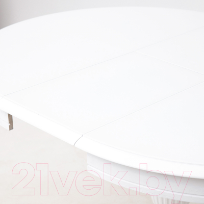 Обеденный стол Аврора Леонардо 1 D100-130x100 (белый/белый)