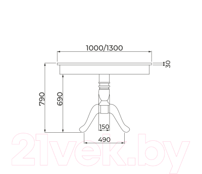 Обеденный стол Аврора Леонардо 1 D100-130x100 (белый/белый)