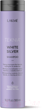 Оттеночный шампунь для волос Lakme Teknia White Silver для осветленных светлых и седых волос (300мл)