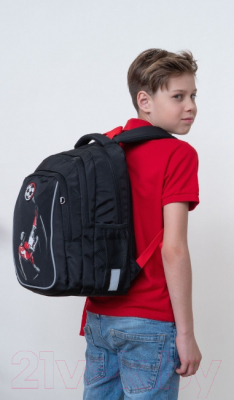 Школьный рюкзак Grizzly RB-252-4 (черный/красный)
