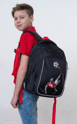 Школьный рюкзак Grizzly RB-252-4 (черный/красный)