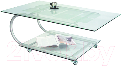 Журнальный столик Мебелик Дуэт 10 (металлик/прозрачный)