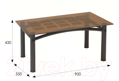 Журнальный столик Мебелик Робер 3М (черный/тонированный)