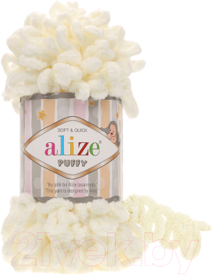 Пряжа для вязания Alize Puffy 100% микрополиэстер / 62 (9.2м, молочный)
