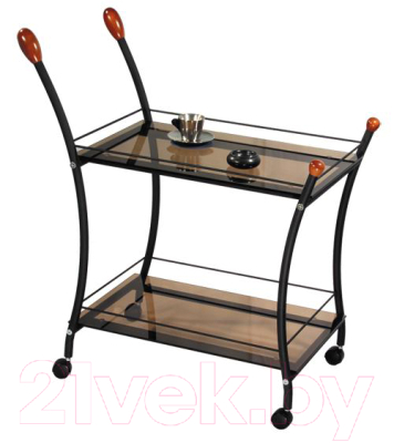 Сервировочный столик Мебелик Поло (черный/тонированное стекло)