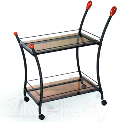 Сервировочный столик Мебелик Поло (черный/тонированное стекло)