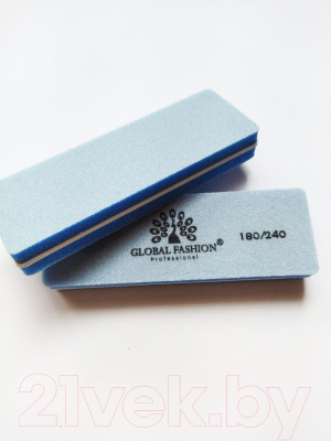 Баф для ногтей Global Fashion 180/240 прямоугольник  (синий)