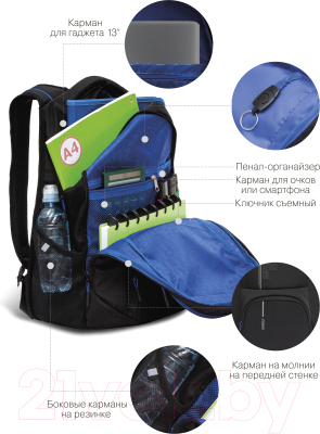 Рюкзак Grizzly RU-237-1 (черный/синий)