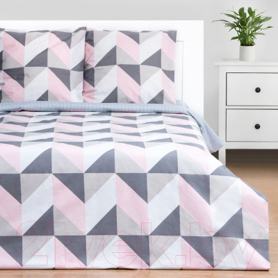 Комплект постельного белья Этель Pink illusion Евро / 7533789