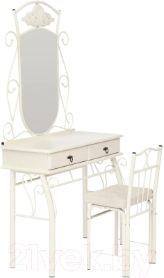 Туалетный столик с зеркалом Tetchair Canzona со стулом (белый)