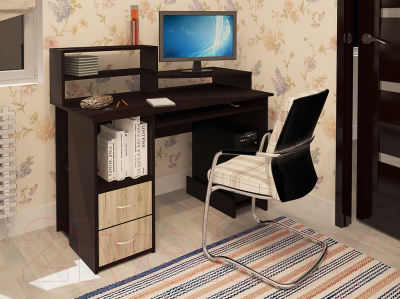 Компьютерный стол Интерлиния СК-009 (дуб венге/дуб серый)