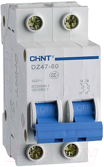 Выключатель автоматический Chint DZ47-60 2P 10A 4.5kA (C) / 187960