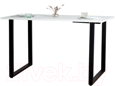 Обеденный стол Millwood Лофт Ницца Л18 100x70 (белый/металл черный)
