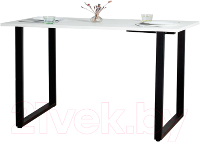 Обеденный стол Millwood Лофт Ницца Л18 120x70 (белый/металл черный)