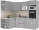 Кухонный гарнитур Интерлиния Мила Лайт 1.68x2.4 левая (серебристый/бетон/бискайская сосна) - 