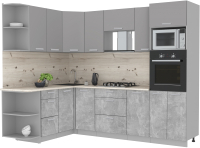 Кухонный гарнитур Интерлиния Мила Лайт 1.68x2.6 левая (серебристый/бетон/бискайская сосна) - 