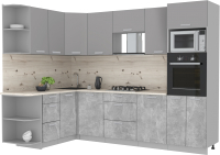 Кухонный гарнитур Интерлиния Мила Лайт 1.68x2.8 левая (серебристый/бетон/бискайская сосна) - 