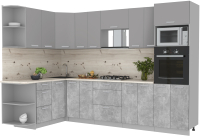 Кухонный гарнитур Интерлиния Мила Лайт 1.68x3.0 левая (серебристый/бетон/бискайская сосна) - 