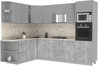 Кухонный гарнитур Интерлиния Мила Лайт 1.88x2.8 левая (серебристый/бетон/бискайская сосна) - 