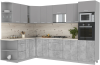 Кухонный гарнитур Интерлиния Мила Лайт 1.88x3.0 левая (серебристый/бетон/бискайская сосна) - 