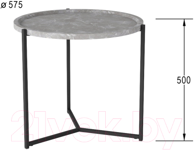Журнальный столик Калифорния мебель Бруно (серый мрамор/черный)