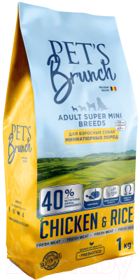 Сухой корм для собак Pet's Brunch Adult Super Mini Breeds с курицей (1кг)