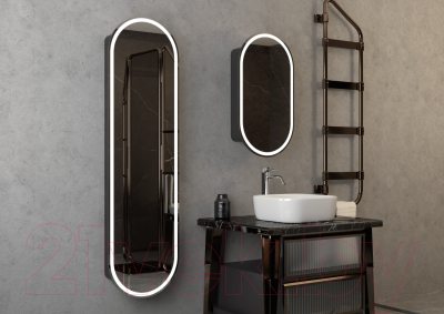 Шкаф с зеркалом для ванной Континент Elmage Black Led 45x80