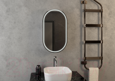 Шкаф с зеркалом для ванной Континент Elmage White Led 45x80