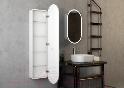 Шкаф с зеркалом для ванной Континент Elmage White Led 45x160