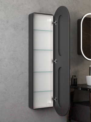 Шкаф с зеркалом для ванной Континент Elmage Black Led 45x160