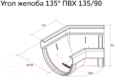 Изображение товара Угол желоба Grand Line Дизайн 135 ПВХ 135 градусов RR 32 (коричневый)