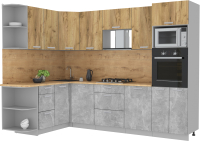 Готовая кухня Интерлиния Мила Лайт 1.68x2.8 левая (дуб золотой/бетон/дуб бунратти) - 