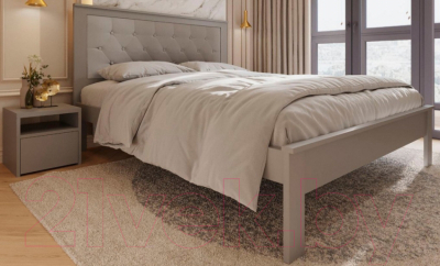 Двуспальная кровать BAMA Георг (180x200, серый/велюр)