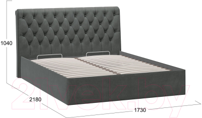 Двуспальная кровать ТриЯ Скарлет универсальная тип 1 с ПМ 160x200 (велюр графит)