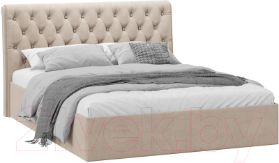 Двуспальная кровать ТриЯ Скарлет универсальная тип 1 с ПМ 160x200 (велюр мокко светлый)