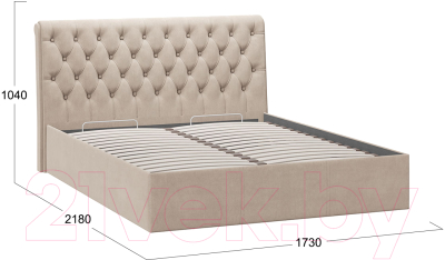 Двуспальная кровать ТриЯ Скарлет универсальная тип 1 с ПМ 160x200 (велюр мокко светлый)