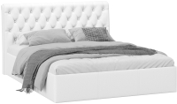 Двуспальная кровать ТриЯ Скарлет универсальная тип 1 с ПМ 160x200 (кожзам белый) - 