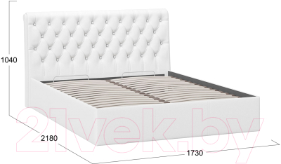 Двуспальная кровать ТриЯ Скарлет универсальная тип 1 с ПМ 160x200 (кожзам белый)