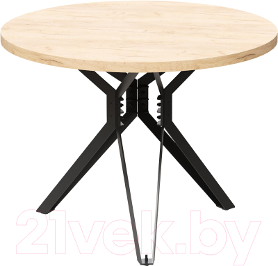 Обеденный стол Millwood Ванкувер Л D90x75 (дуб золотой Craft/металл черный)