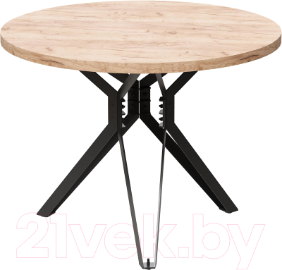 Обеденный стол Millwood Ванкувер Л D90x75 (дуб табачный Craft/металл черный)