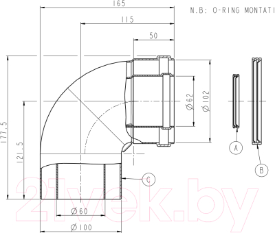 Поворот дымохода Ariston 90° M/F d60/100 / 3318003