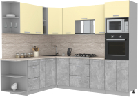 Готовая кухня Интерлиния Мила Лайт 1.88x2.6 левая (ваниль/бетон/травертин) - 