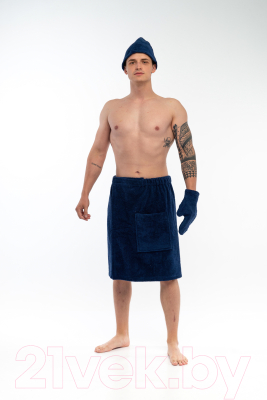 Набор текстиля для бани Lilia Maxi мужской 15С-0034 (темно-синий)