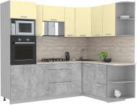 Готовая кухня Интерлиния Мила Лайт 1.68x2.4 правая (ваниль/бетон/травертин) - 