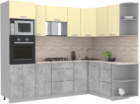 Готовая кухня Интерлиния Мила Лайт 1.68x2.6 правая (ваниль/бетон/травертин) - 